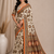 white-orange digital printing with original mirror dola silk saree