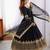 Black faux georgette embroidered gown set