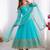 Sky blue faux georgette embroidered gown set
