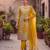 Yellow net embroidered salwaar kameez
