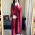 Maroon faux georgette embroidered kurta set