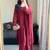Maroon faux georgette embroidered kurta set