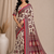white-red digital printing with original mirror dola silk saree