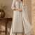 White faux georgette embroidered kurta set