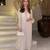 Cream faux georgette embroidered kurta set
