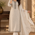 White faux georgette embroidered kurta set