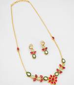 gold plated teardrop kundan necklace