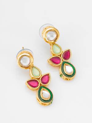 gold plated teardrop kundan necklace 2