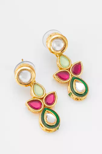 gold plated teardrop kundan necklace
