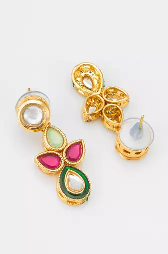 gold plated teardrop kundan necklace