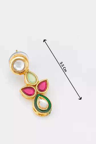 gold plated teardrop kundan necklace