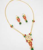 leaf pattern kundan necklace set