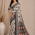 white-black digital printing with original mirror dola silk saree
