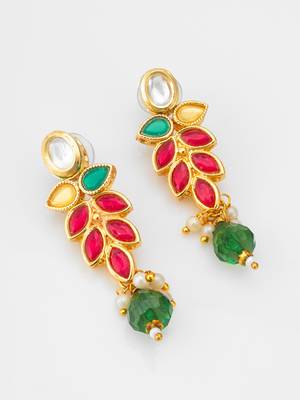 leaf pattern kundan necklace set 2