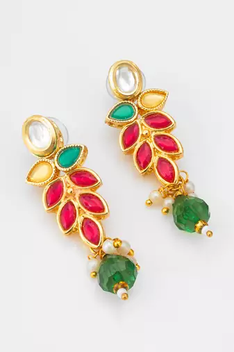 leaf pattern kundan necklace set