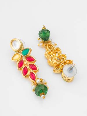 leaf pattern kundan necklace set 3