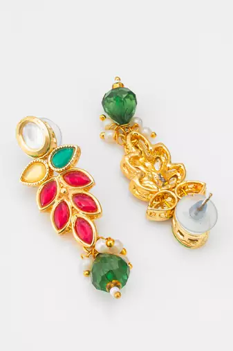 leaf pattern kundan necklace set