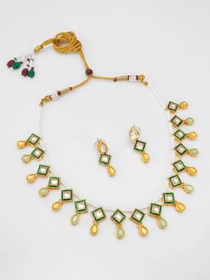 pearl green kundan necklace 1