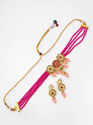 magenta bead choker set 2