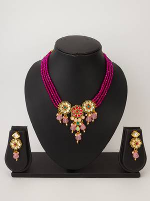 magenta bead choker set 1