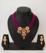 magenta bead choker set