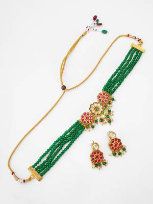 green bead multi layer choker 2