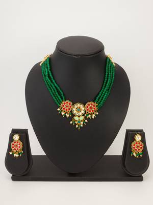 green bead multi layer choker 1