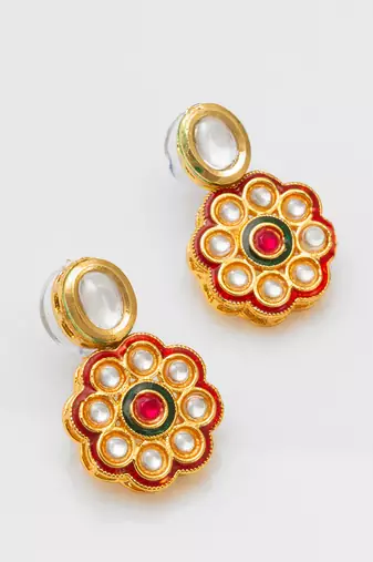 floral kundan pearl necklace set