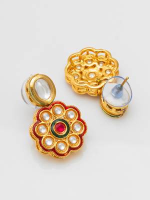 floral kundan pearl necklace set 4