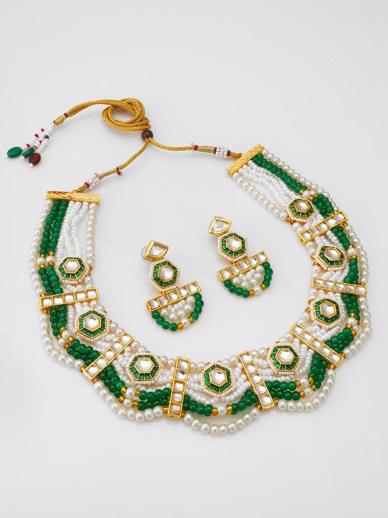 premium kundan pearl necklace set