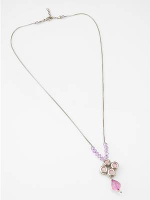 silver tone pink kundan necklace 2