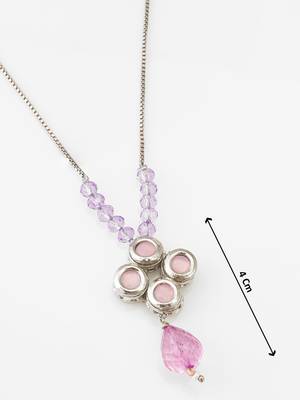 silver tone pink kundan necklace 4