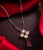 silver tone pink kundan necklace