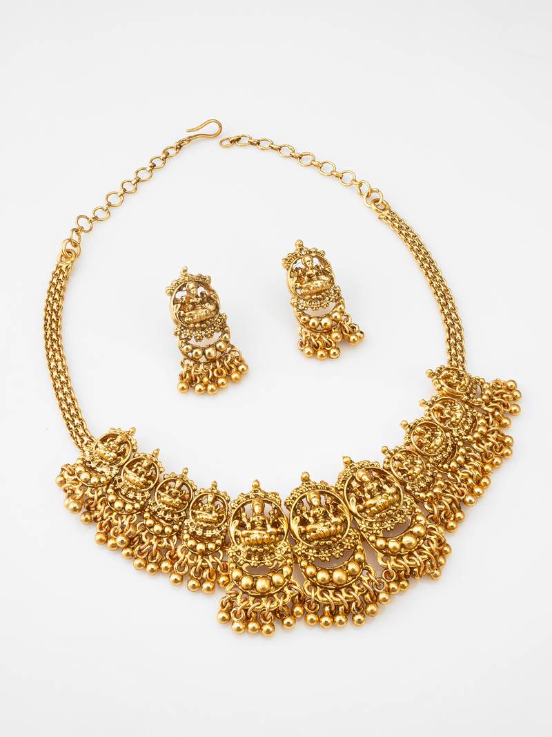 gold plated lakshmi temple set