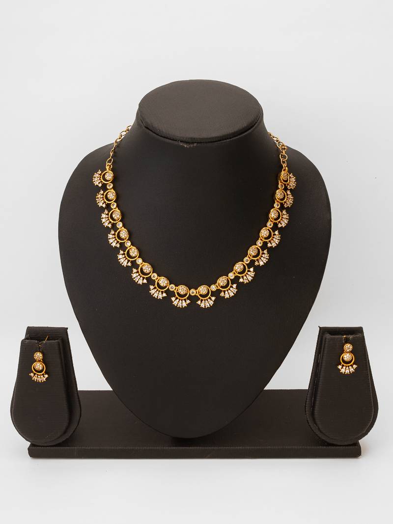 gold plated ad stone necklace set