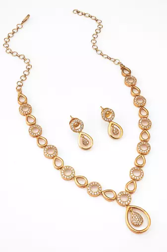 gold plated ad pendant necklace set