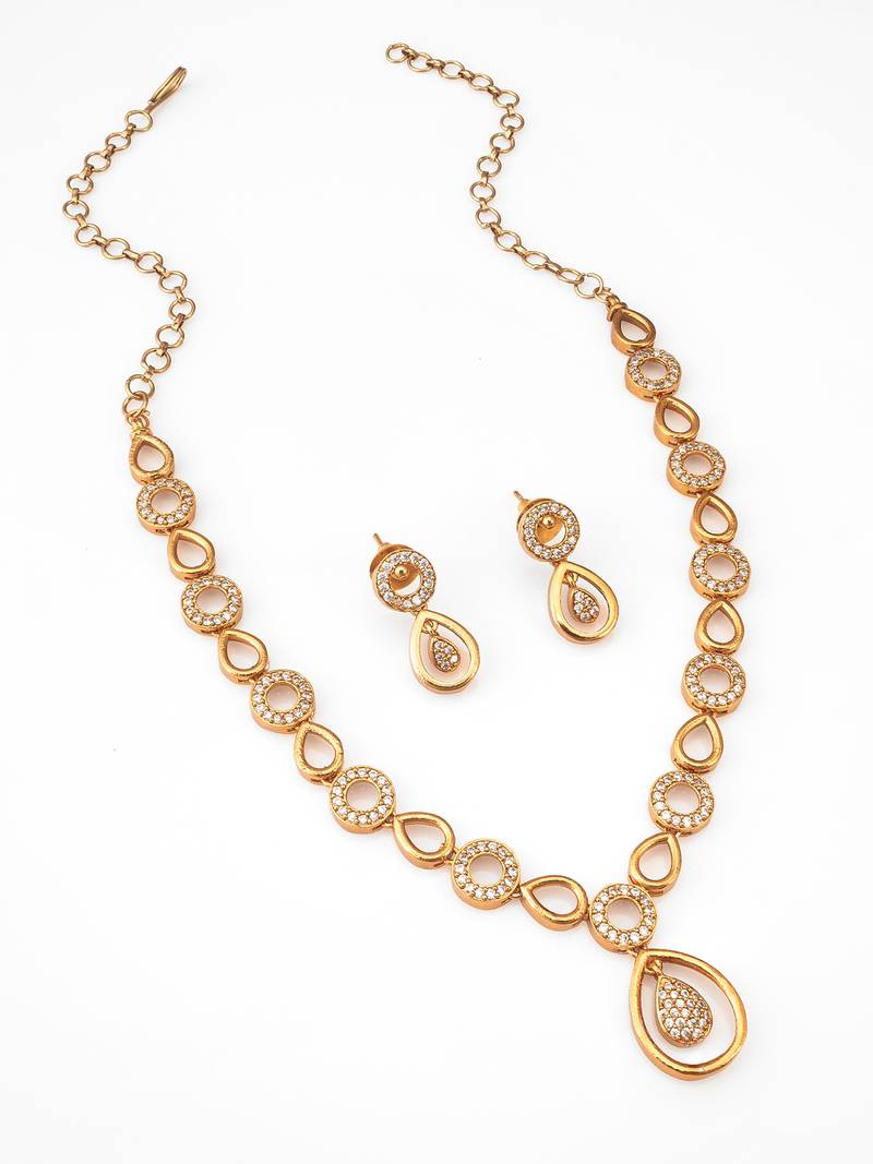 gold plated ad pendant necklace set