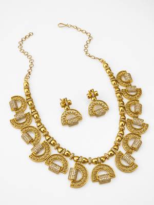 gold plated half moon necklace set 1