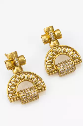 gold plated half moon necklace set