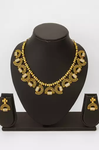 gold plated half moon necklace set