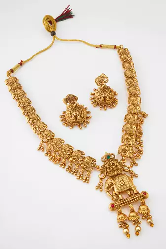 gold plated elephant necklace set