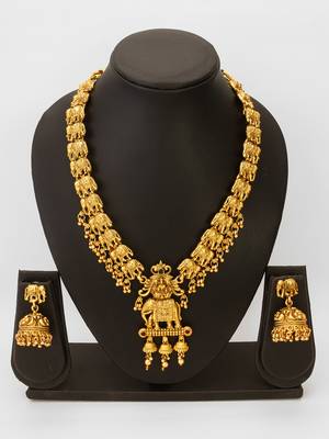 gold plated elephant necklace set 4