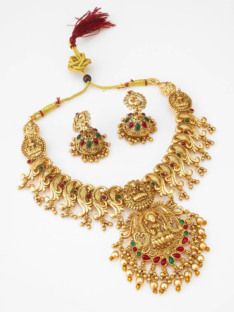 antique gold lakshmi temple set