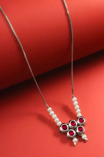 red stone pearl necklace
