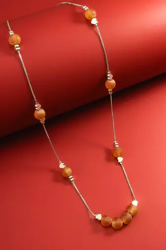 matte orange druzy necklace
