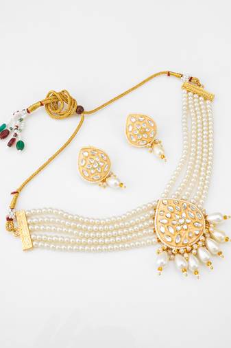 kundan pearl choker set