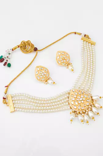 kundan pearl choker set