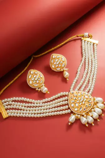 kundan pearl choker set