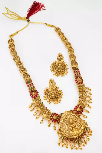 antique gold temple necklace set
