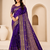 purple tassels on pallu with flower georgette saree
